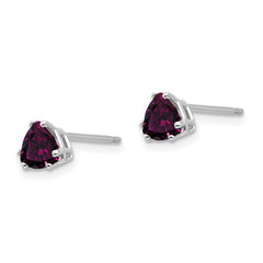14k White Gold Rhodolite Garnet Trillion Stud Earrings - 2