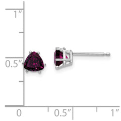 14k White Gold Rhodolite Garnet Trillion Stud Earrings - 2