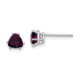 14k White Gold Rhodolite Garnet Trillion Stud Earrings - 2