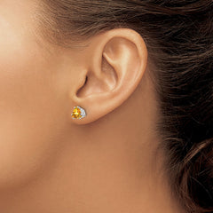 14k White Gold Citrine Trillion Stud Earrings - 2