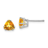 14k White Gold Citrine Trillion Stud Earrings - 2