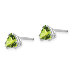 14k White Gold 6mm Trillion Peridot Earrings