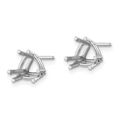 14k White Gold 7mm Trillion Earring Mountings