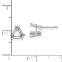14k White Gold 7mm Trillion Earring Mountings