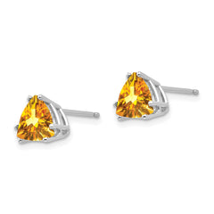 14k White Gold Citrine Trillion Stud Earrings - 3