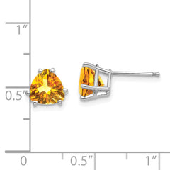 14k White Gold Citrine Trillion Stud Earrings - 3