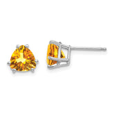 14k White Gold Citrine Trillion Stud Earrings - 3