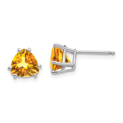 14k White Gold Citrine Trillion Stud Earrings - 3