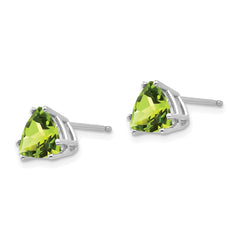 14k White Gold Peridot Trillion Stud Earrings - 2