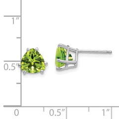 14k White Gold Peridot Trillion Stud Earrings - 2