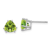 14k White Gold Peridot Trillion Stud Earrings - 2