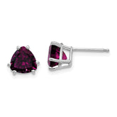 14k White Gold Rhodolite Garnet Trillion Stud Earrings - 3
