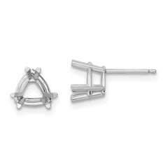14k White Gold 7mm Trillion Earring Mountings