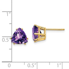 14k 8mm Trillion Amethyst Earrings