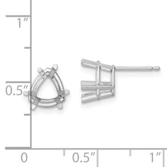14k White Gold 8mm Trillion Earring Mountings
