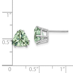 14kw 8mm Trillion Green Quartz Earrings