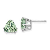 14kw 8mm Trillion Green Quartz Earrings