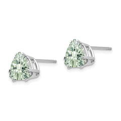 14kw 8mm Trillion Checker-Cut Green Quartz Earrings