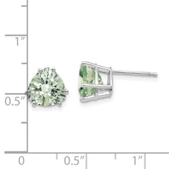 14kw 8mm Trillion Checker-Cut Green Quartz Earrings