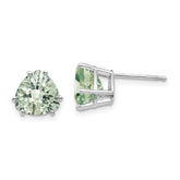 14kw 8mm Trillion Checker-Cut Green Quartz Earrings
