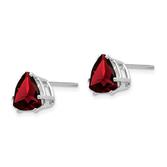 14k White Gold Garnet Trillion Stud Earrings - 2