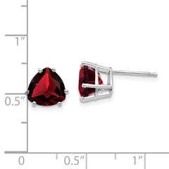 14k White Gold Garnet Trillion Stud Earrings - 2