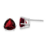 14k White Gold Garnet Trillion Stud Earrings - 2