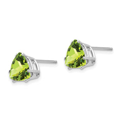 14k White Gold Peridot Trillion Stud Earrings - 3