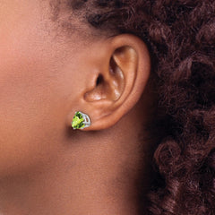 14k White Gold Peridot Trillion Stud Earrings - 3