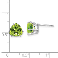14k White Gold Peridot Trillion Stud Earrings - 3