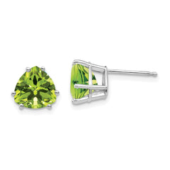 14k White Gold Peridot Trillion Stud Earrings - 3