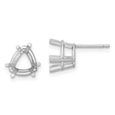 14k White Gold 8mm Trillion Earring Mountings