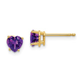14k 5mm Heart Amethyst Earrings - 2