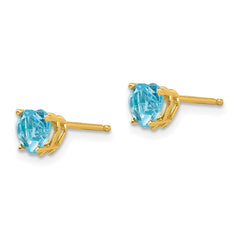 14k 5mm Heart Blue Topaz Earrings - 2