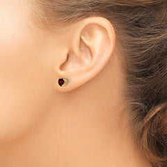 14k 5mm Heart Garnet Earrings - 2