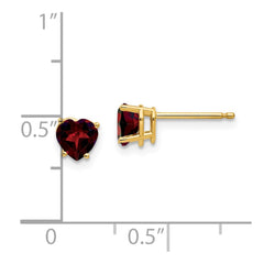 14k 5mm Heart Garnet Earrings - 2