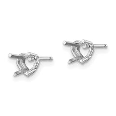 14k White Gold 5mm Heart Earring Mountings