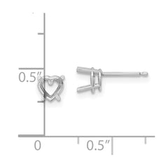 14k White Gold 5mm Heart Earring Mountings
