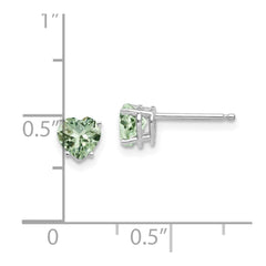 14kw 5mm Heart Green Quartz Earrings