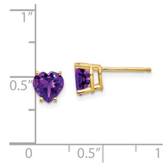 14k 6mm Heart Amethyst Earrings