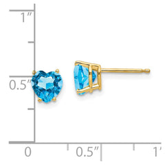14k 6mm Heart Blue Topaz Earrings