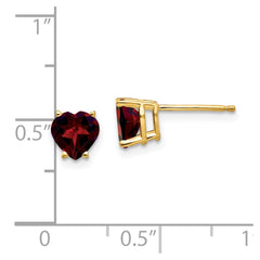 14k 6mm Heart Garnet Earrings
