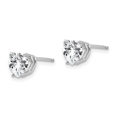 14k White Gold 6mm Heart Cubic Zirconia Earrings