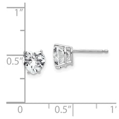 14k White Gold 6mm Heart Cubic Zirconia Earrings