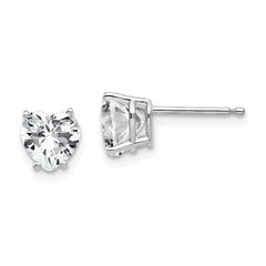 14k White Gold 6mm Heart Cubic Zirconia Earrings