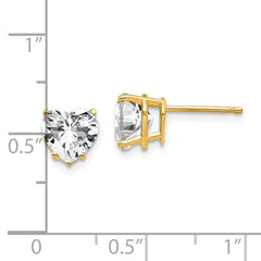 14k 7mm Heart Cubic Zirconia Earrings