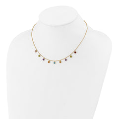14K Multi-color Gemstone Necklace 16 w/ 2in ext.