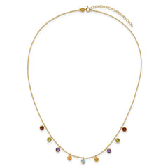 14K Multi-color Gemstone Necklace 16 w/ 2in ext.