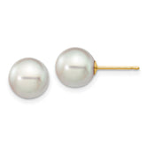 14k 8-9mm Grey Round Akoya Saltwater Cultured Pearl Post Earrings