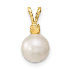 14k 7-8mm White Round Freshwater Cultured Pearl and .21EM Emerald Post Earrings and Pendant Set